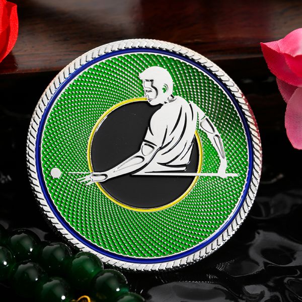 Custom Coins Metal Zinc Alloy Table Sports Challenge Coins Enamel Silver 3D Double Side Snooker Billiards Coins Collections