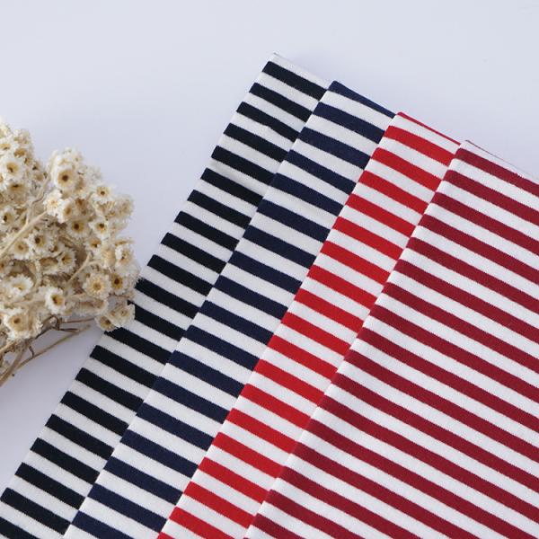 Lycra Striped French Terry Pure Cotton 225g Breathable Sweatshirt Material