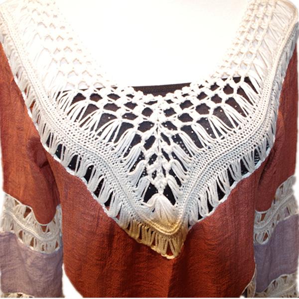 Brazilian Blouse Women Hollow Out Loose Beach Crochet Bikini Blouses Long Sleeve Maxi Shi