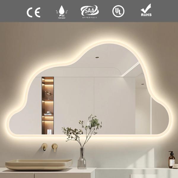 Beauty Barber Salon Mirror With Led Lights Asymmetric Mirror Touch Screen Irregular Bathroom Mirror
