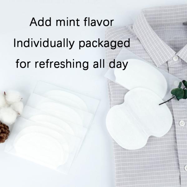 40pcs Ultra-thin Underarm Sweat-absorbing Sticker with Polymer Mint Silver Ion Non-woven Airlaid Paper SAP Pulp PE Film