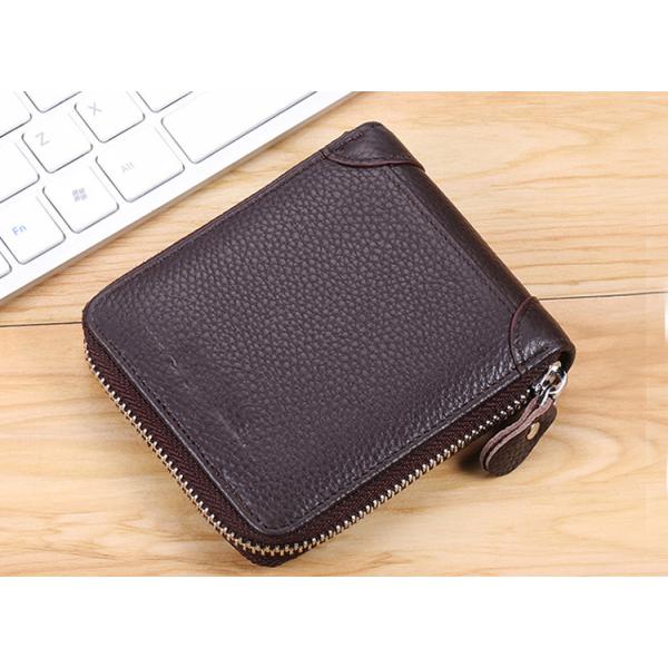 Shielding RFID anti-theft brush function chip card bag driving license leather zipper male short wallet