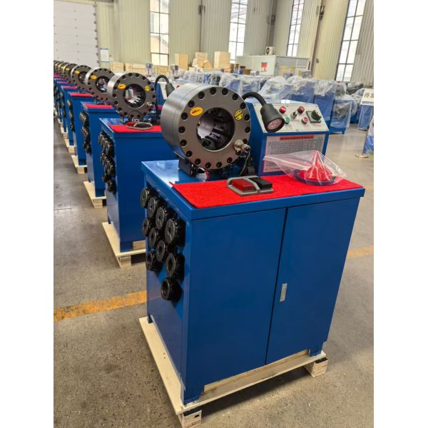 2 Inch 600T Crimping Force Blue Color Crimping Size Reach 2.5 Inch With Fast Change Mould Tools Rubber Hose Crimping Machine With 6-51mm Range And 10 Interchangeable Dies