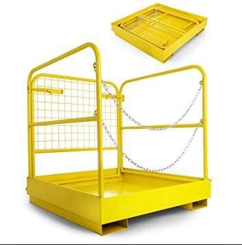 Extra Height Hanging Work Platform Forklift Basket Safety Cage Yellow Color