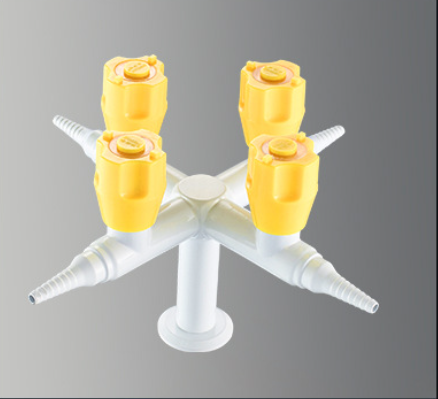 Chemical Resistant Laboratory Accessories Solid Brass Two Way Gas Valve Epoxy Coated