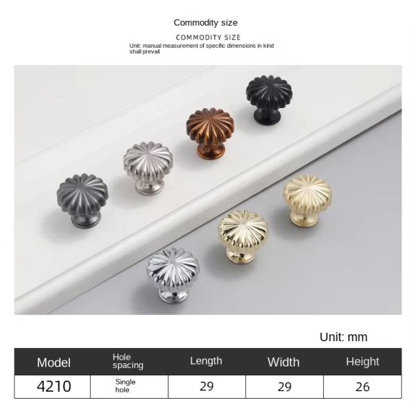 Single Hole Zinc Alloy Cabinet Knob Pumpkin Handle Small Single Grain Single Button Design for Dresser Wardrobe Use Direct
