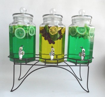3 PC glass juice / beverage dispensers