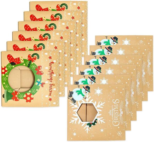 Kraft Foldable Christmas Gift Box Packaging For Chocolate Cake Bakery Dessert Food Stock