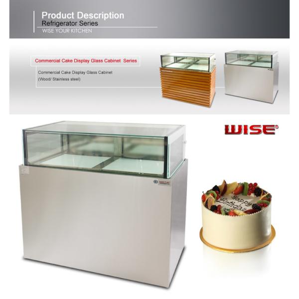 Escaparate del refrigerador de la torta de la base del acero de madera/inoxidable/gabinete de exhibición de cristal de los pasteles