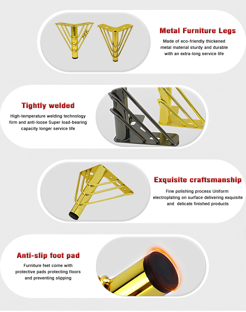Custom Furniture Hardware Metal Iron & Steel Sofa Support Legs New Style Furniture Heightening Leg Accessories