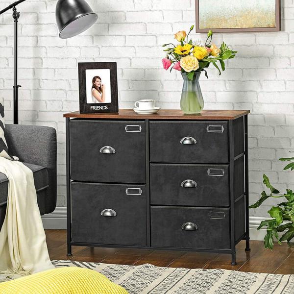 Chest of Drawers for Bedroom, Unique Design Storage Dresser, Dresser with Fabric Drawer, Drawer Dresser, ULVT05H