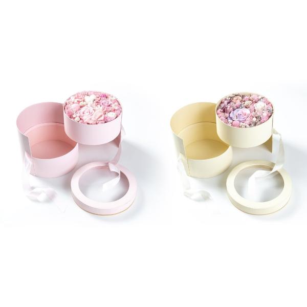 Настраиваемый логотип Розовый цветок упаковка 2 слоя круглый цветочный ящик Картонный бумажный ящик