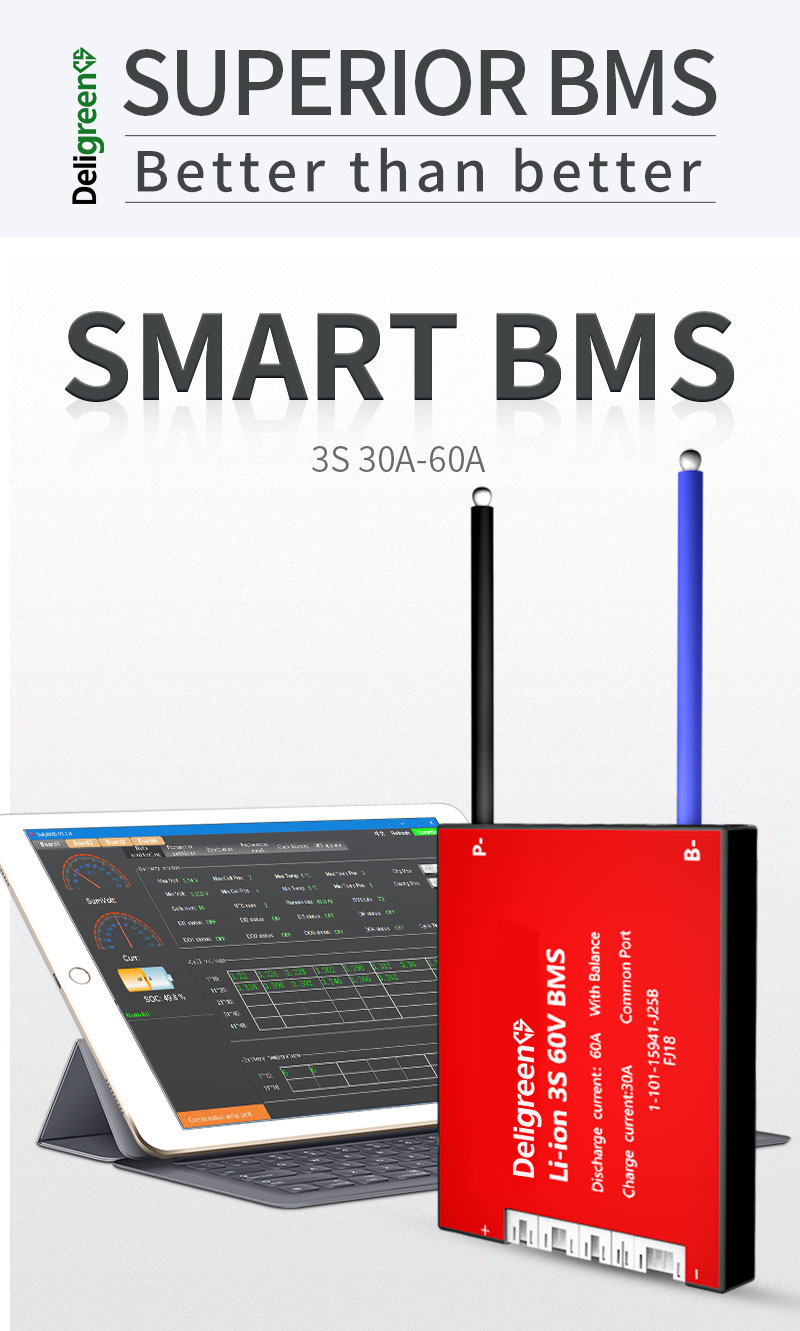 версия 3S 12V 30A-60A Li-иона BMS умная для инструмента блока батарей электрического