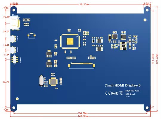 7 Inch IPS TFT Screen 800x480 5 Point Capacitive Touch Screen Raspberry Pi Compatibility