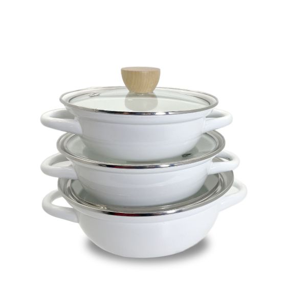 Glass Lid Enamel Casserole Set Enamel Coating Single Pot 20cm Cooking Pot Hot Pot