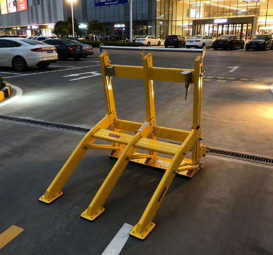 Lightweight Foldable Vehicle Stopper with LED Option for Road Work Safety