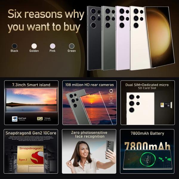 Original S24 ULTRA Celular Android Smartphone 5G 1TB Mobile Phone with 108MP Rear Camera Dual SIM Card