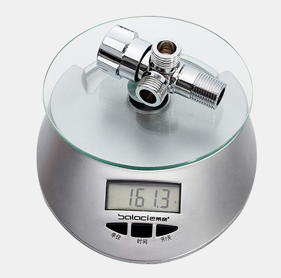 Válvula de ângulo de banheiro de cromo Válvula de parada de ângulo de três vias para cozinha e banheiro