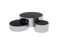 Mesa de centro superior de vidro preta dos SS com tableset do café de três giros para a mobília luxuosa da sala de visitas