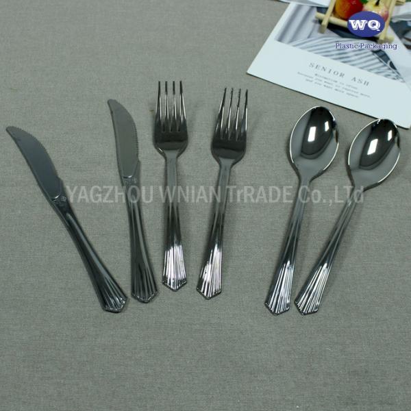 7 Inch Silver Plastic Silverware-Premium Heavyweight Disposable Utensils-Heavy Duty Flatware For Parties, Weddings