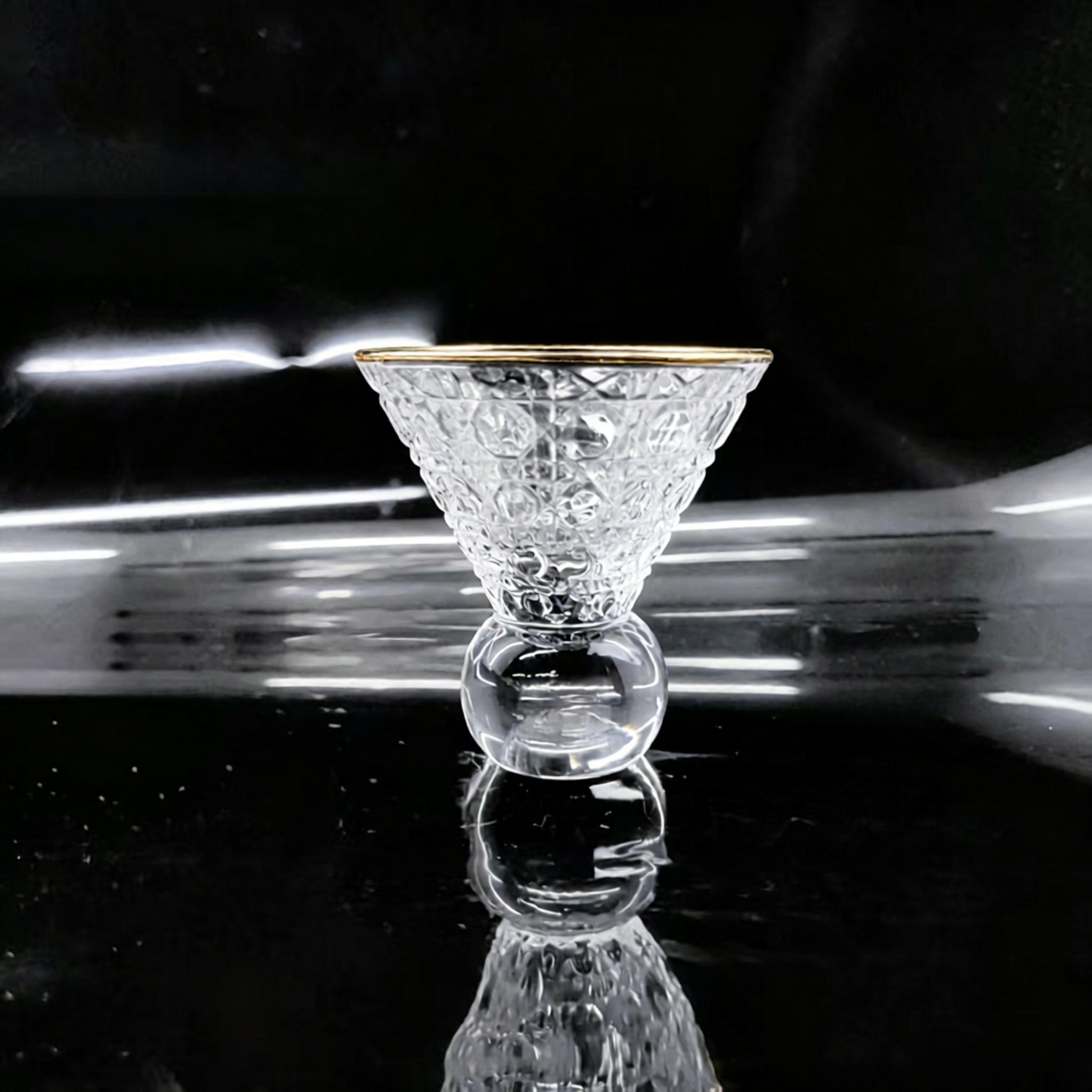 Premium Gold Rim Vintage Transparent Cocktail Goblets, 3‑Pattern Spherical Base Stemless Martini Glasses for Bar & Home Party