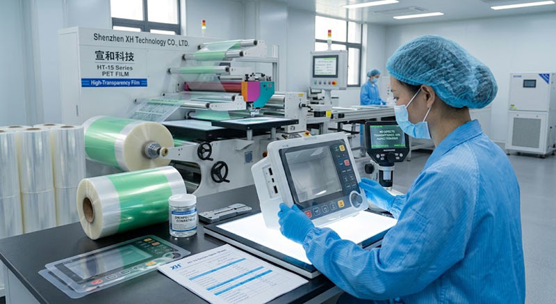 Medical-Grade TPU Coated Clear PET Film with 92% Light Transmittance and Cross-Cut Adhesion 100/100 Pass for HMIs
