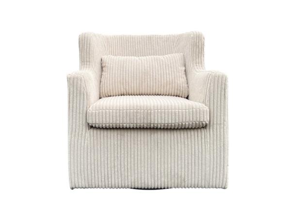 Camel Colour Fabric Swivel Chair Striped Corduroy Swivel Chair Waist Pillow