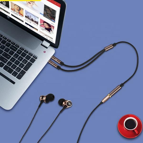 High Quality Splitter 1 Female to 2 Male Headset 3.5mm Jack Audio Mic Cable