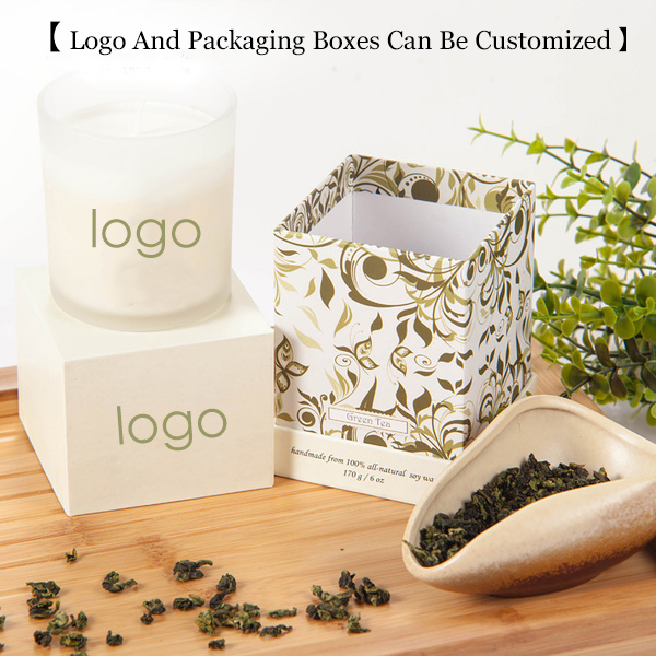 Frosted White Glass Scented Jar Candle With Metal Gold Lid For Luxury Gift Set