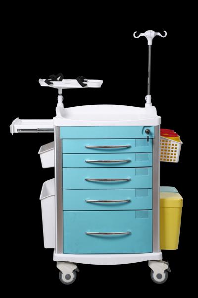 ET600 Emergency Crash Cart with 10 Drawers and 6 Color Options in Powder-Coated Steel for Hospital Code Organization