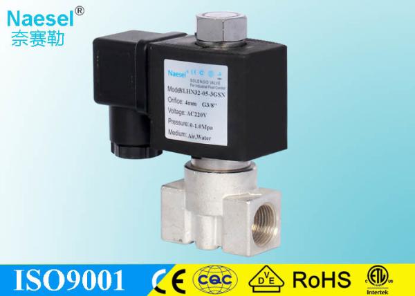 Flow Control Stainless Steel Solenoid Valve 16 Bar 232 Psi Pressure 3 / 8 NPT Thread