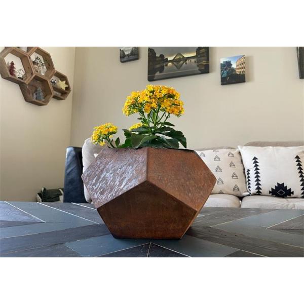 Цветочный горшок Corten крытого и на открытом воздухе плантатора металла геометрического стальной шестиугольный