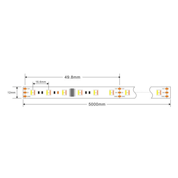 Прокладка СИД TM1812 24W/M SMD5050 RGBWW 5m Addressable