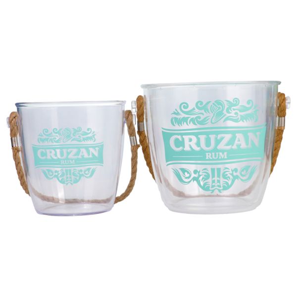 Clear Plastic Ice Bucket Acrylic 2L Capacity Double Layer Beverage Tub For Champagne