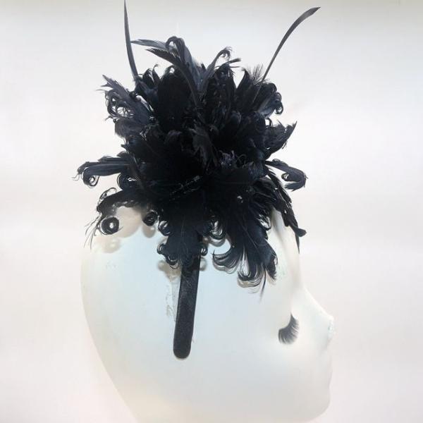 Curly Goose Feather Fascinators For Hair , Millinery Feather Flowers With Headband