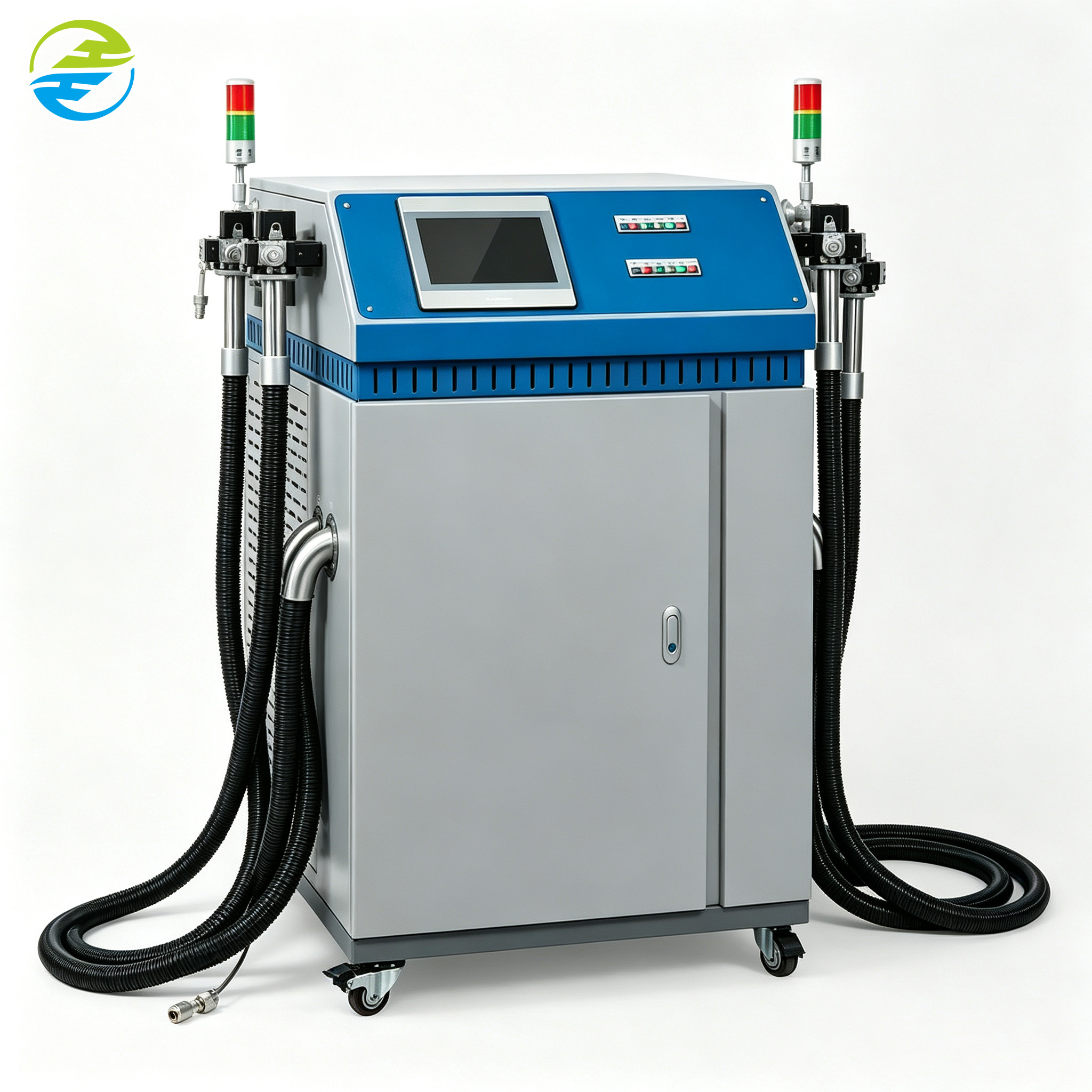 High-capacity production line system featuring a four-station automatic refrigerant charging machine