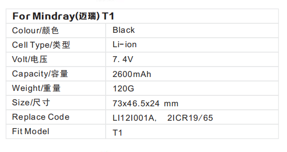 Monitor Battery For Mindray T1