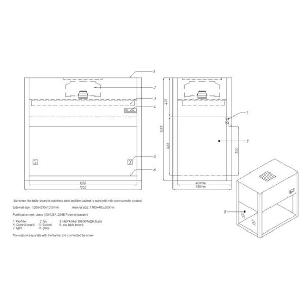 Оборудование ламинарной подачи лаборатории биологии вертикальное, камера ламинарной подачи 110в/60хз