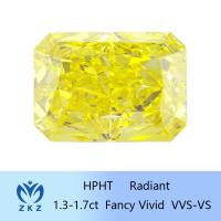 Forme radiante HPHT Diamant jaune cultivé en laboratoire 1,3ct-1,7ct Certifié IGI