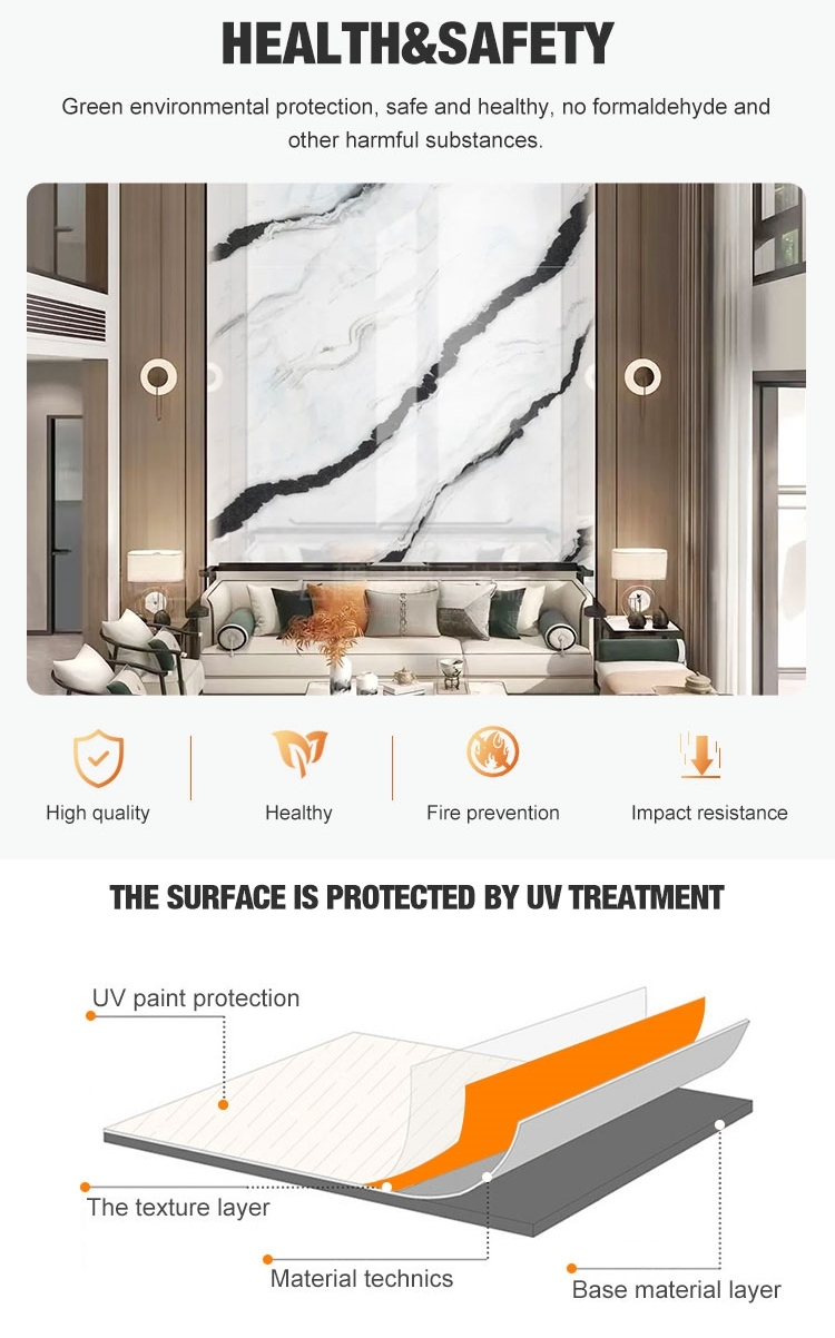 1220*2900*3Mm Wholesale Interior Decorative PVC Marble Sheet Board High Quality Faux Marble PVC Plastic UV Marble Sheet