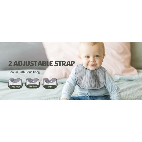 6-Pack Muslin Baby Bibs with Soft Plush Dots，100%Cotton Baby Drool Bibs for Unisex