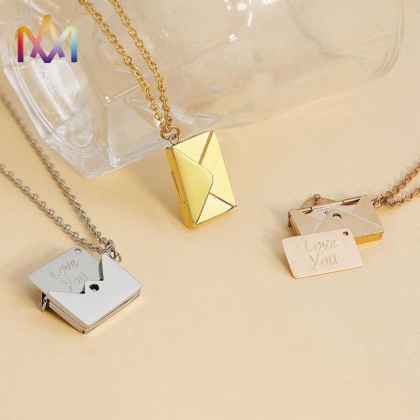 50cm Chain Envelop Pendant Necklace With Your Pillow Talk Inside 3 Colors Available Jewelry Gifts