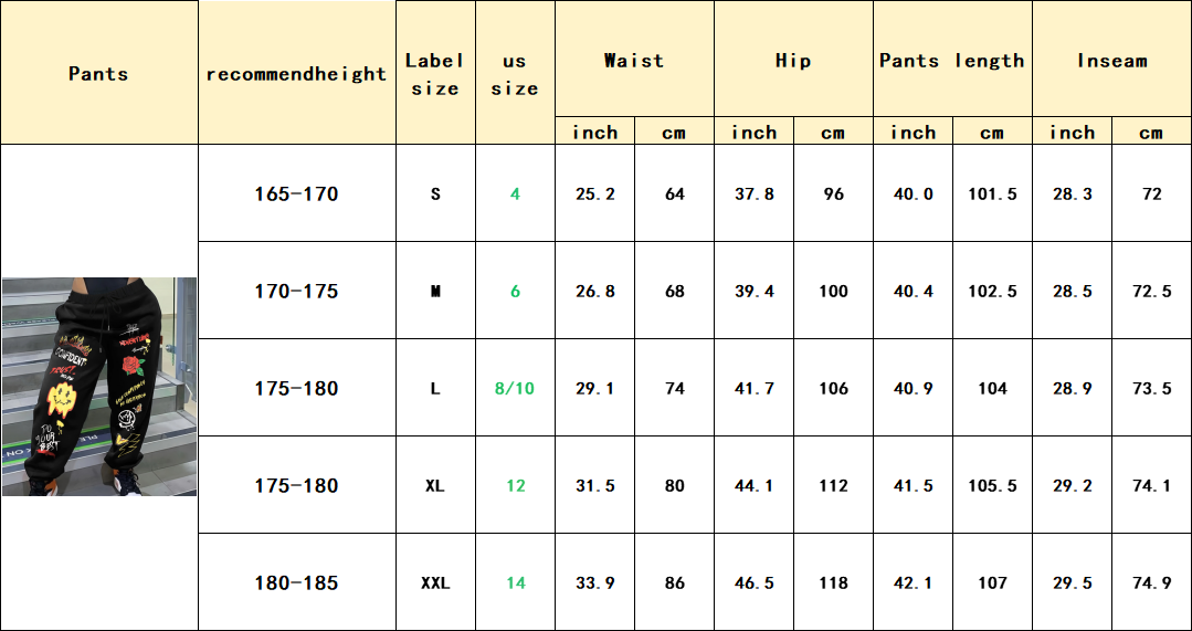 Cotton Women Pants Graffiti Street Style Wide Leg Sweatpants