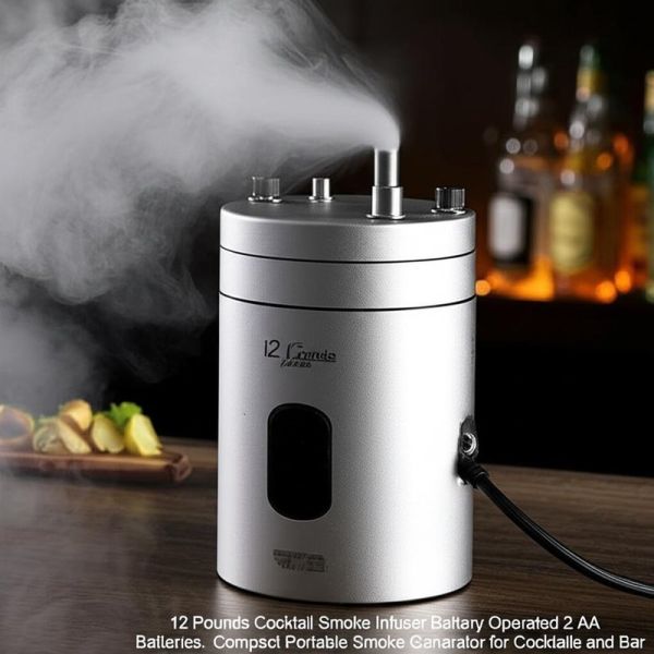 12 Pounds Cocktail Smoke Infuser Battery Operated 2 AA Batteries Compact Portable Smoke Generator for Cocktails and Bar