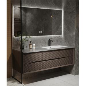 Двери меламина шкафа Bathroom таза мытья Брауна зеркало СИД штейновой прямоугольное