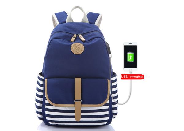 USB Charge Stripe Children School Bag