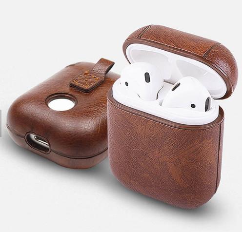 Shockproof Drop Proof Anti-Lost Carabiner Pu Leather Earphone Protective Bag Cover For Apple Airpod Case
