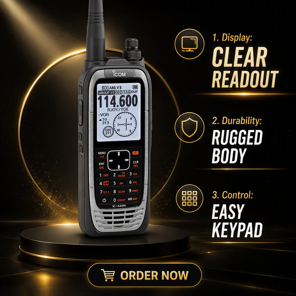 ICOM IC-A25C 6W Power VHF Air Band Transceiver with Built-in GPS and Bluetooth Walkie Talkie