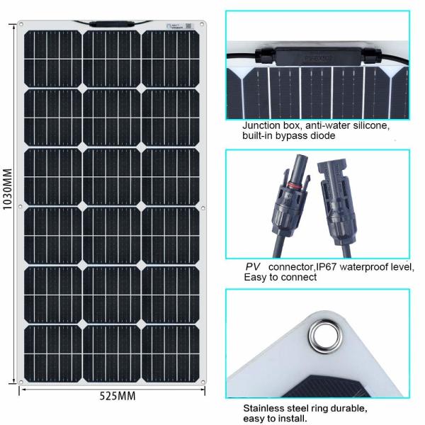 Monocrystalline Flexible Amorphous Solar Panel 100W 12V 400W 40A