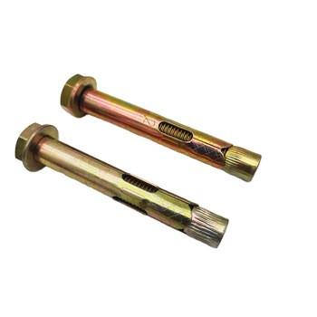 Custom Yellow zinc Plated Carbon Steel M10 Expansion Anchor hex Bolt with flat washer  For Concrete / Brick